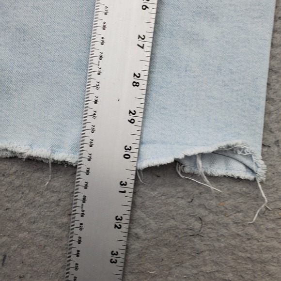 Zara Jeans Womens 9 Blue Denim High Rise Adjustable Waist Frayed Hem Wide Leg - Picture 6 of 7